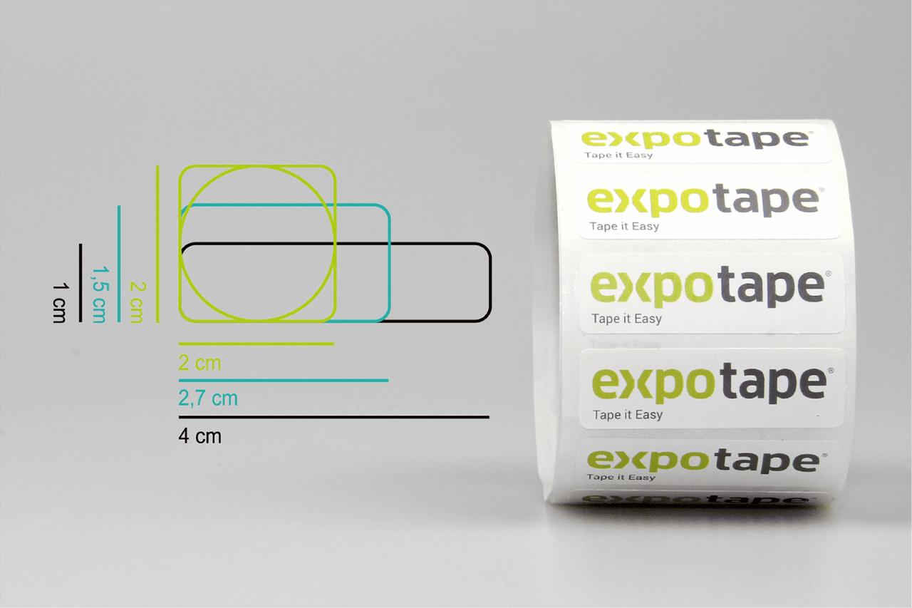 Etiket eget logo/form 4cm² / Rund Ø2cm.