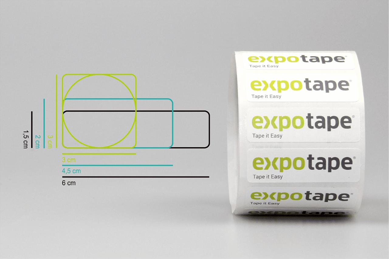 Etiket eget logo/form 9cm² / Rund Ø3cm.