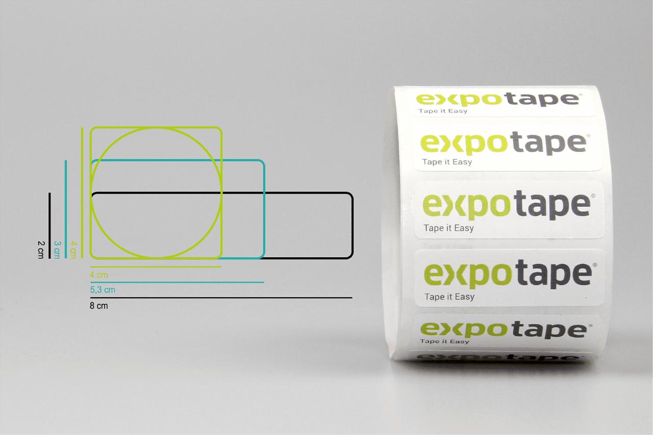 Etiket eget logo/form 16cm² / Rund Ø4cm.