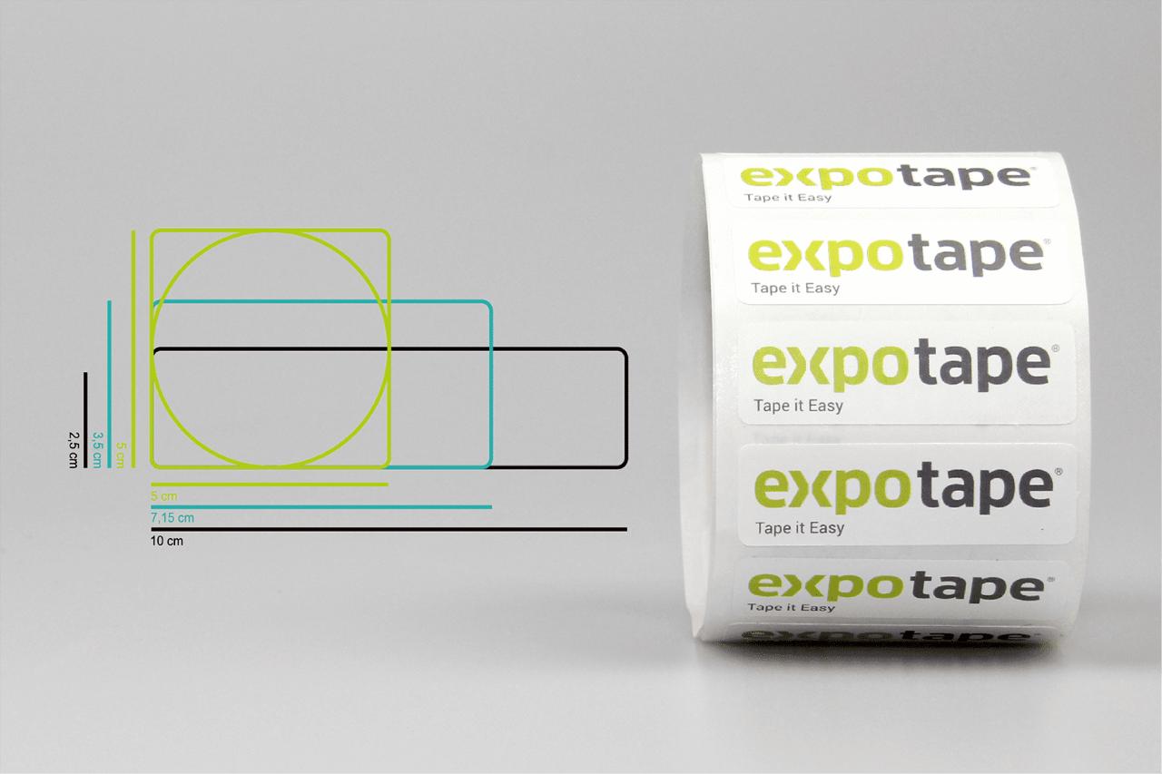 Etiket eget logo/form 25cm² / Rund Ø5cm.