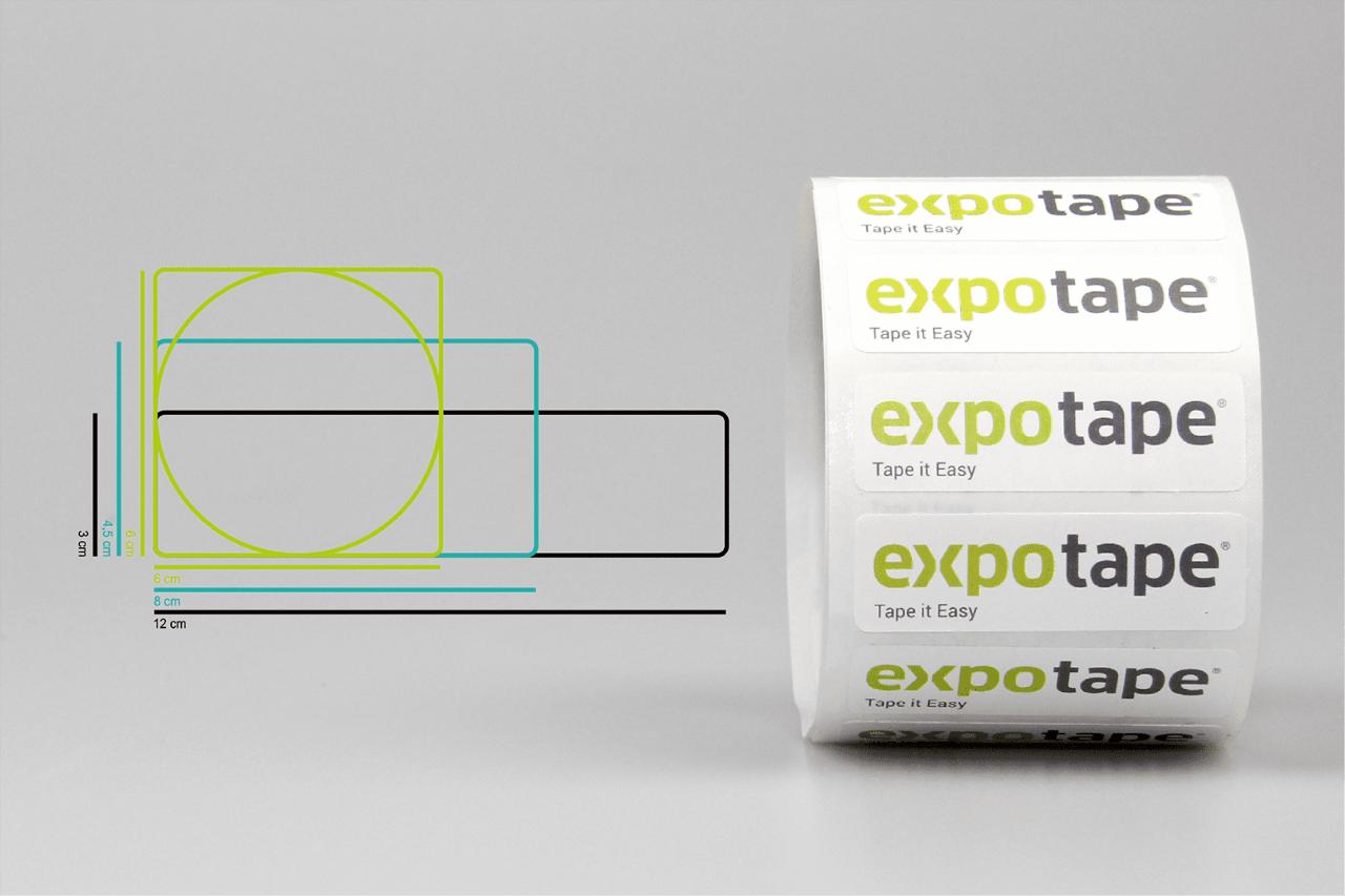 Etiket eget logo/form 36cm² / Rund Ø6cm.